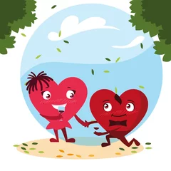 Fotobehang two happy hearts , card valentines day © djvstock