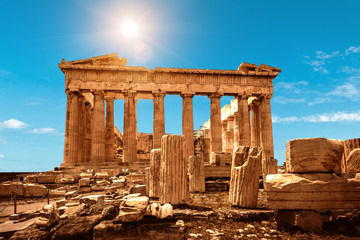 Parthenon on Acropolis of Athens, Greece. It is a top landmark of Athens. Nice scenery of Ancient...