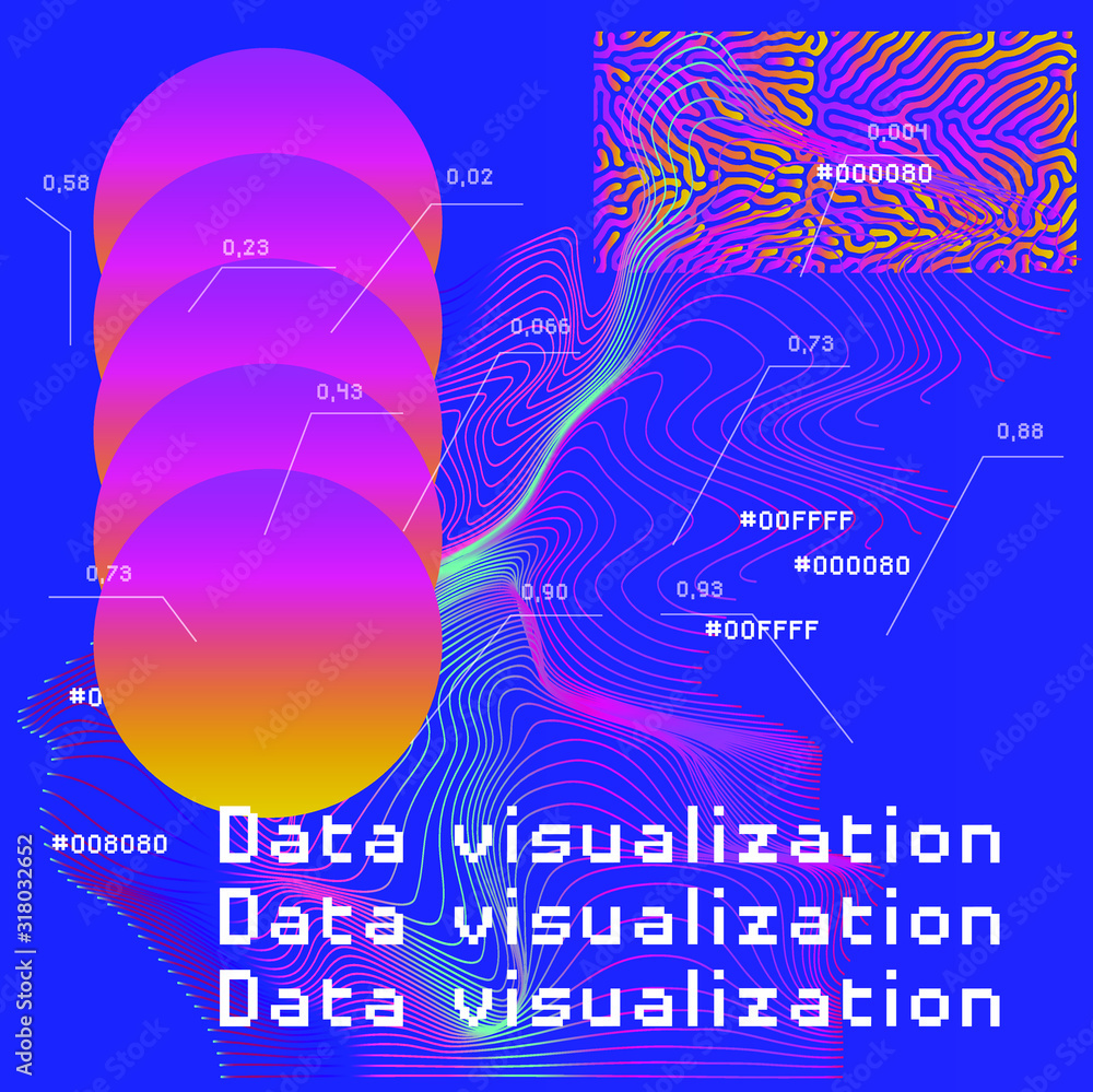 Aufkleber Abstract Visualization of data and information in graph form. Conceptual 3D illustration of futuristic technology, complex systems and calculations.
