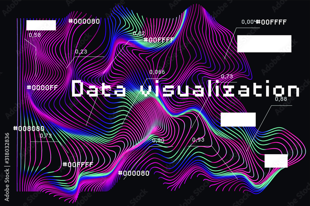 Poster Abstract Visualization of data and information in graph form. Conceptual 3D illustration of futuristic technology, complex systems and calculations.