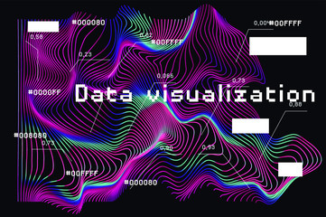 Abstract Visualization of data and information in graph form. Conceptual 3D illustration of futuristic technology, complex systems and calculations.