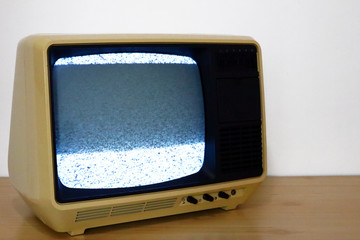 Space Age Retro old TV with Static Noise Glitch Effect screen