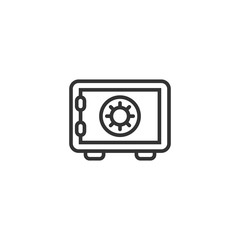 Safe money icon in flat style. Strongbox vector illustration on white isolated background. Finance security business concept.