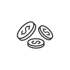 Coins stack icon in flat style. Dollar coin vector illustration on white isolated background. Money stacked business concept.