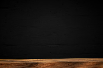 Empty dark wood background to insert. space for text