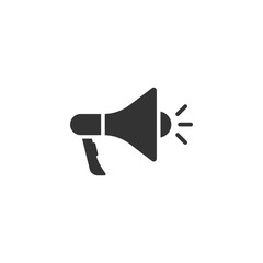 Megaphone speaker icon in flat style. Bullhorn sign vector illustration on white isolated background. Scream announcement business concept.