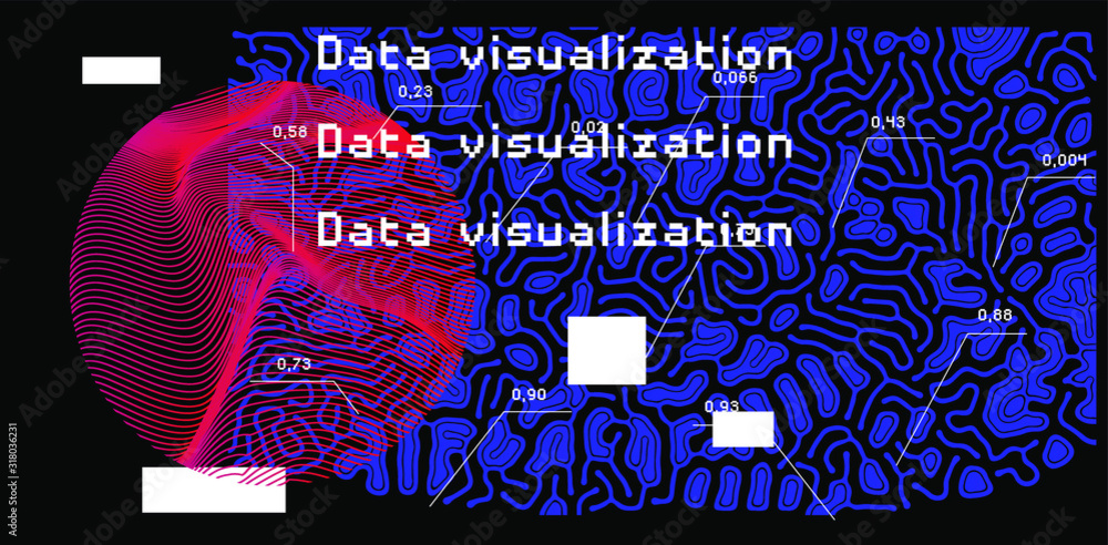Aufkleber Abstract Visualization of data and information in graph form. Conceptual 3D illustration of futuristic technology, complex systems and calculations.