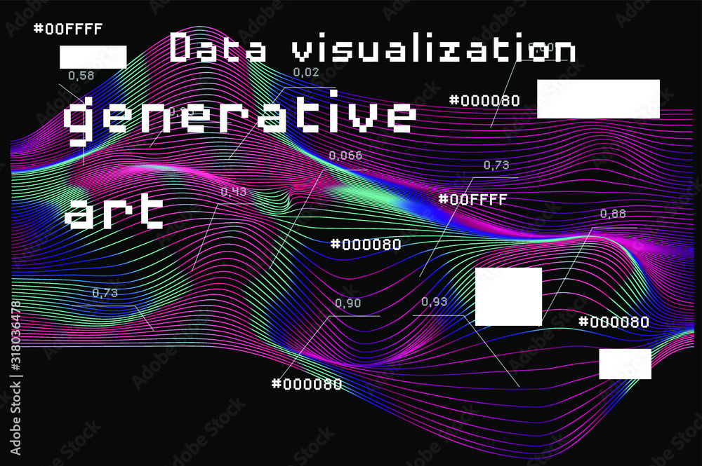 Aufkleber Abstract Visualization of data and information in graph form. Conceptual 3D illustration of futuristic technology, complex systems and calculations.