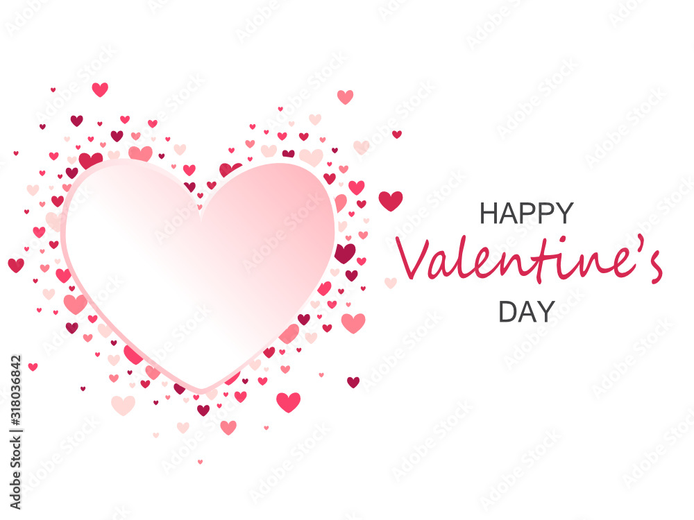 Wall mural Heart shape vector pink hearts. Valentine's day greeting card.