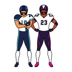 men players american football on white background