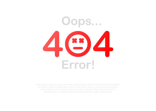 Page with a 404 error in the popular linear style. Template reports that the page is not found