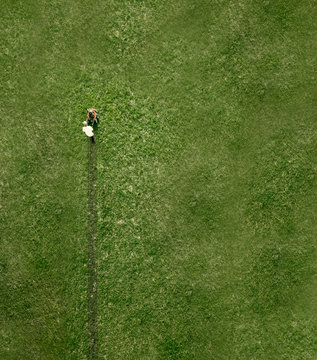 Man Mowing the Grass