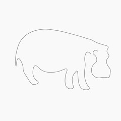 Hippopotamus animal line drawing vector illustration