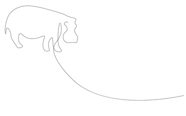 Hippopotamus continuous line drawing vector illustration