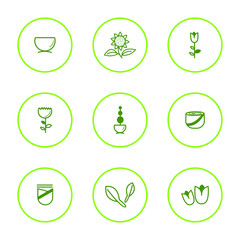 set of green icons