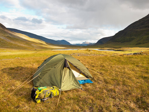 Tent in the wilderness of swedish lapland