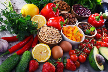 Assorted organic food products on the table