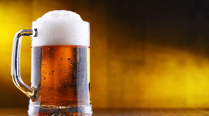 Composition with glass of draught beer