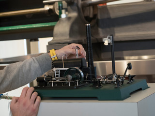 steam engine mockup powered by one person