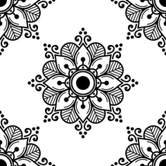 Mandala seamless pattern black and white. Islam, Arabic, Pakistan, Moroccan, Turkish, Indian, Spain motifs. Vector illustration EPS 10