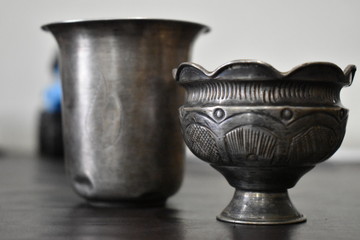 Silver art on glass and small bowl
