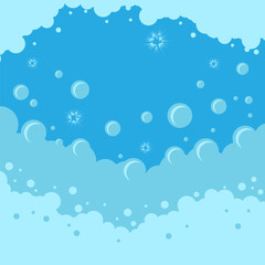 Circle Soap Bubbles Pattern on Blue Background.