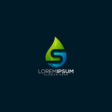 letter S water drop vector logo design illustration