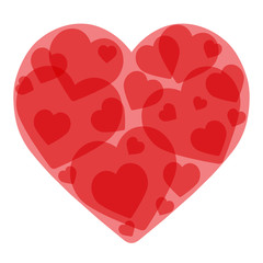 Valentine's day card. Translucent red heart. Vector graphics.