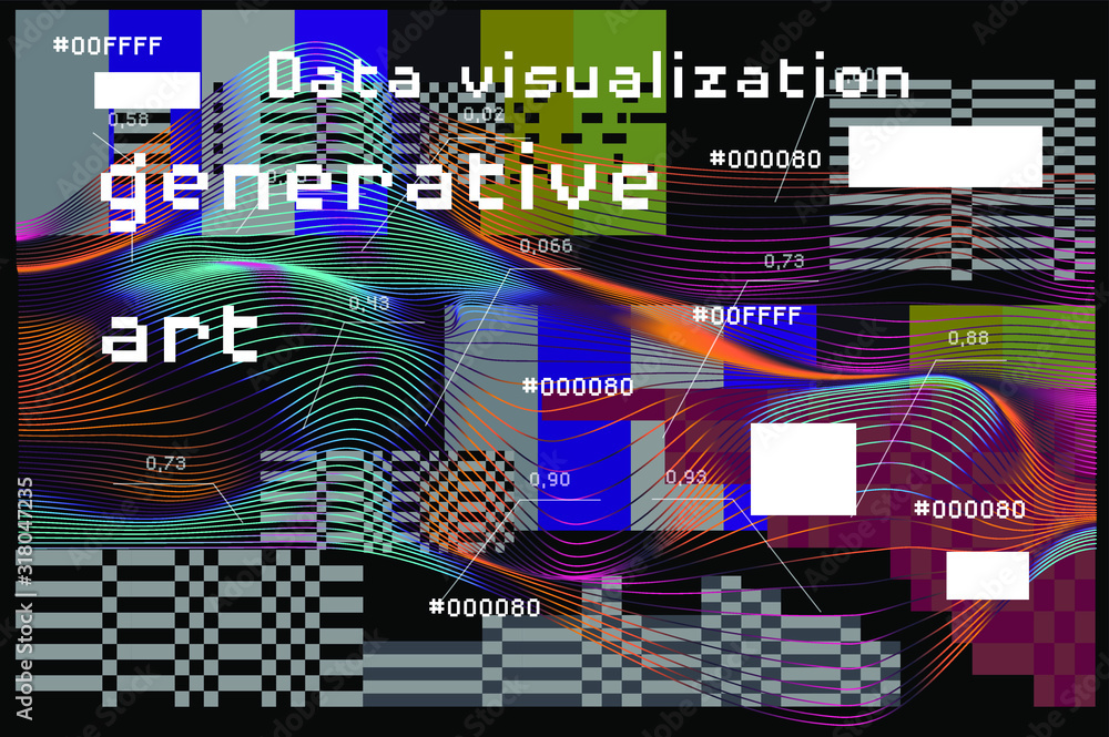 Poster Abstract Visualization of data and information in graph form. Conceptual 3D illustration of futuristic technology, complex systems and calculations.