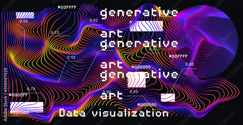 Aufkleber Abstract Visualization of data and information in graph form. Conceptual 3D illustration of futuristic technology, complex systems and calculations.