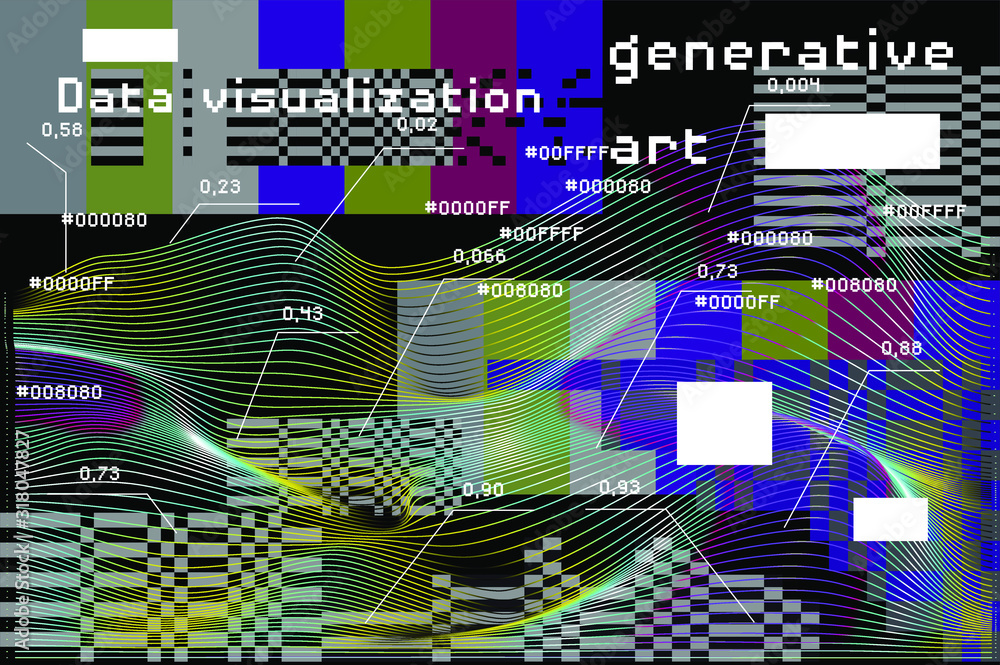 Poster Abstract Visualization of data and information in graph form. Conceptual 3D illustration of futuristic technology, complex systems and calculations.