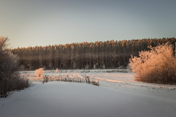 beautiful winter landscapes of rural areas of the Russian Federation.