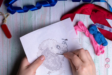 handmade cross stitch children's drawing