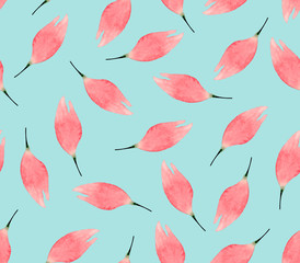 Seamless Botanical pattern with delicate rose buds. Watercolor background for Wallpaper, textiles or packaging design.