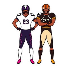 men players american football on white background