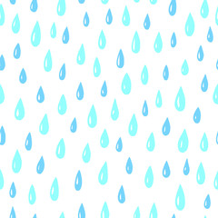 Rain seamless pattern. Hand drawing raindrops. Stock vector illustration.