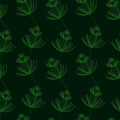 Seamless Botanical pattern. Horsetail, a medicinal plant. Vector hand-Drawn background for surface design.