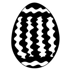 Decorated decorative easter egg, vector black and white doodle elements. Coloring book for adults and children. Icon isolated on a white background. Card design, wrapping paper, template elements.