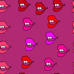 Fototapeta na wymiar Vector image.Close-up abstract female lips.Design for greeting card, wrapping paper, backgrounds, clothes print.