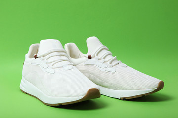 men's sneakers on a colored background. men's footwear. minimalism