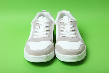 women's sneakers on a colored background. Women's shoes.