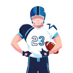 man team player american football with uniform on white background