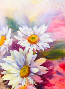 Bright bouquet of spring flowers oil painting.