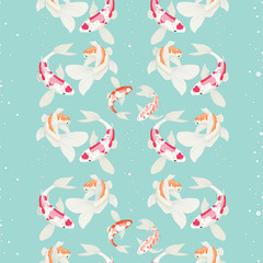 Seamless Koi Fish Vector Pattern Japanese Wallpaper Fish Design
