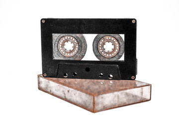 cassette, isolated, tape, video, audio, black, old, white, technology, object, retro, camera, film, vhs, plastic, music, media, movie, record, digital, vintage, magnetic, data, box, sound