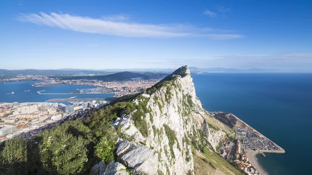 Time lapse view northwards to the top of the Rock of Gibraltar, Gibraltar, UK