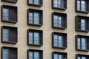 Fototapeta premium black frame and shuttered window black windows of the building