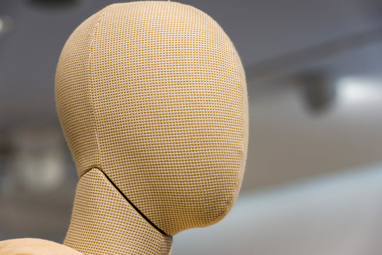 mannequin head Head of a white mannequin at store background