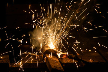 Multiple sparks made by metal welding
