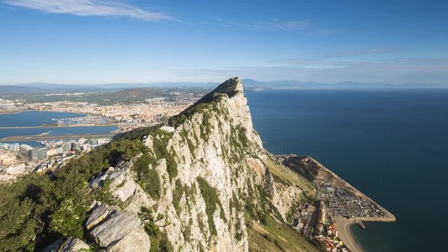 Time lapse view northwards to the top of the Rock of Gibraltar, Gibraltar, UK